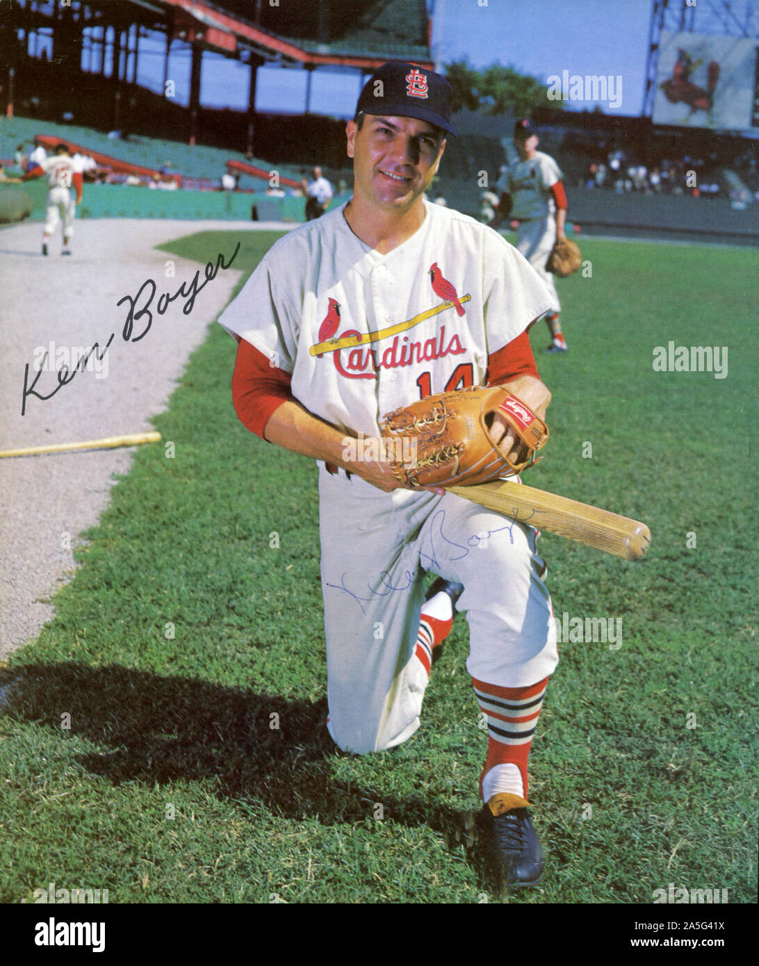 Vintage foto a colori del giocatore di baseball Ken Boyer con St. Louis Cardinals circa sessanta Foto Stock