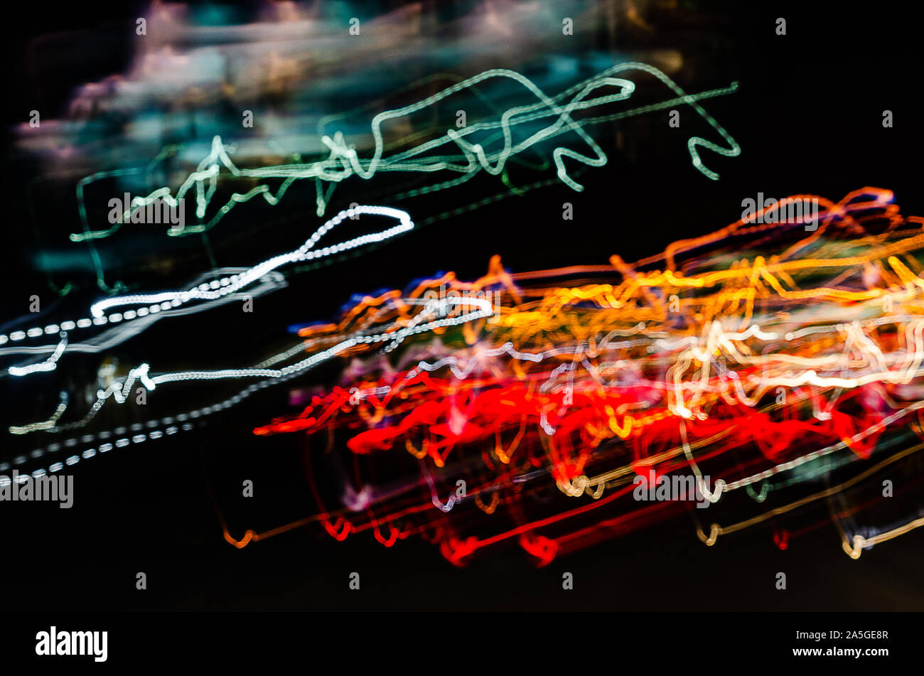Blur sullo sfondo di Notte nella Città delle Luci.lunga esposizione foto Foto Stock