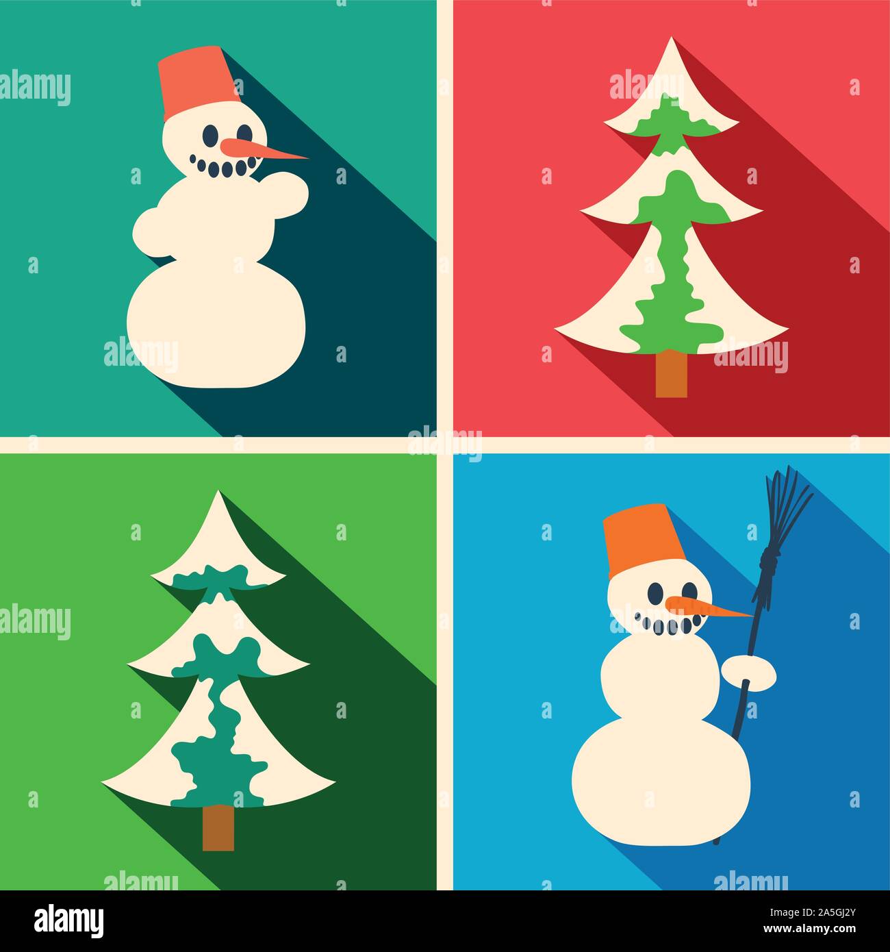 Natale lungo le icone di ombra Illustrazione Vettoriale