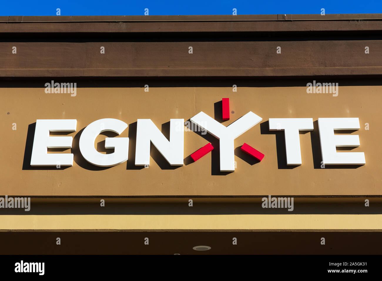 Egnyte segno e logo. Egnyte è una società che fornisce il software per enterprise la sincronizzazione dei file e la condivisione Foto Stock