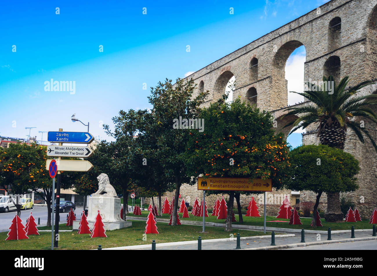 Antico Acquedotto Kavala popolarmente noto come il Kamares. Foto Stock