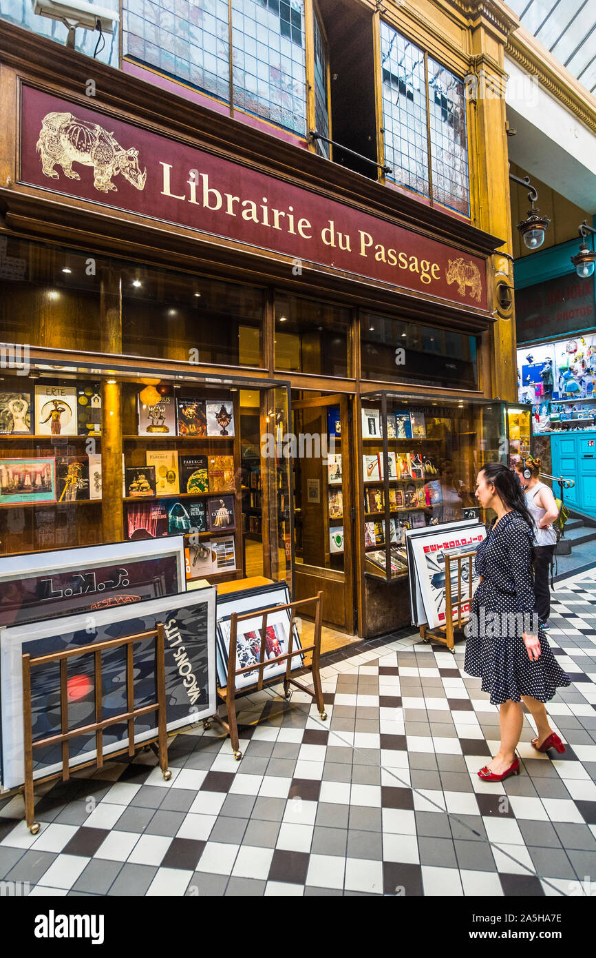 Librairie du passaggio, vista dall'esterno, il passaggio jouffroy Foto Stock