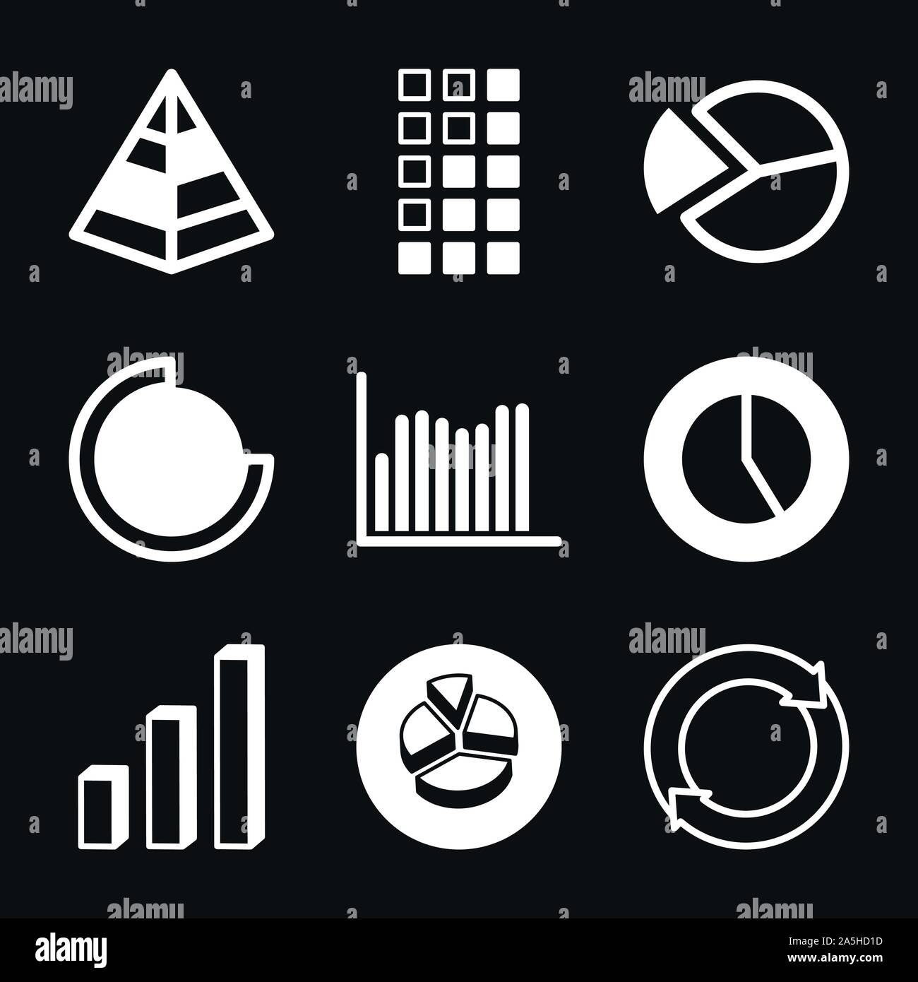 Grafico e icona diagramma. Analisi e simboli aziendali. Illustrazione Vettoriale