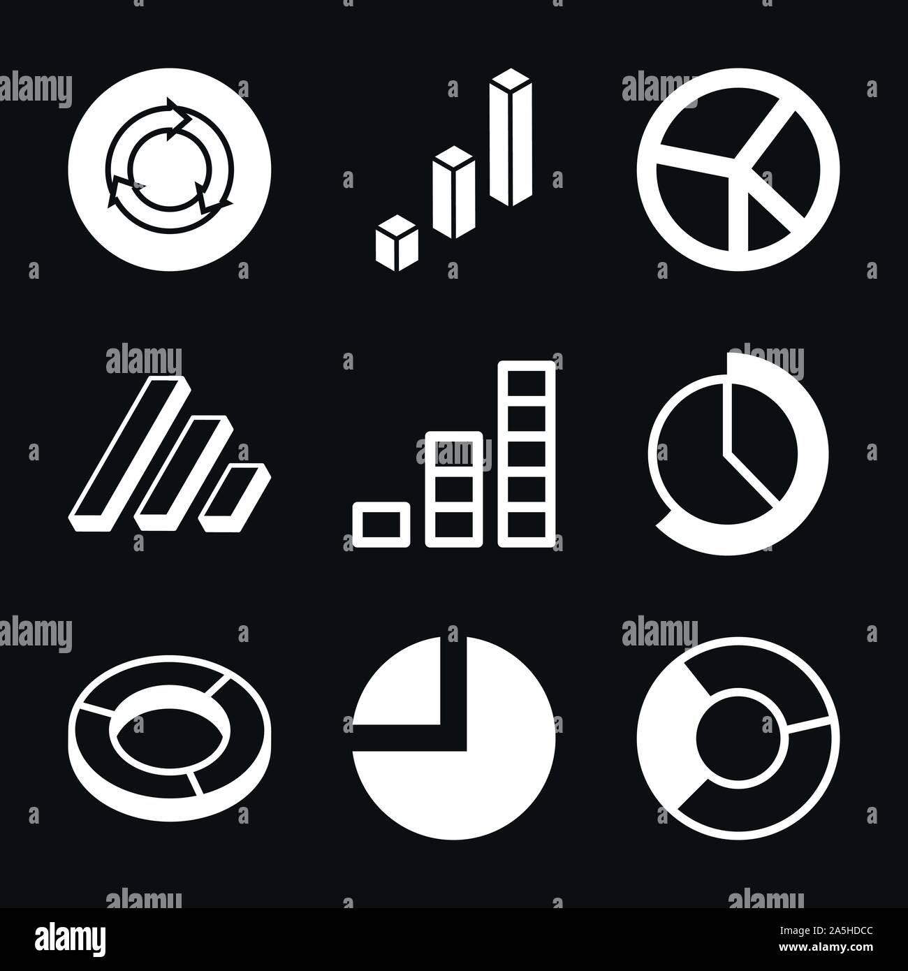 Grafico e icona diagramma. Analisi e simboli aziendali. Illustrazione Vettoriale