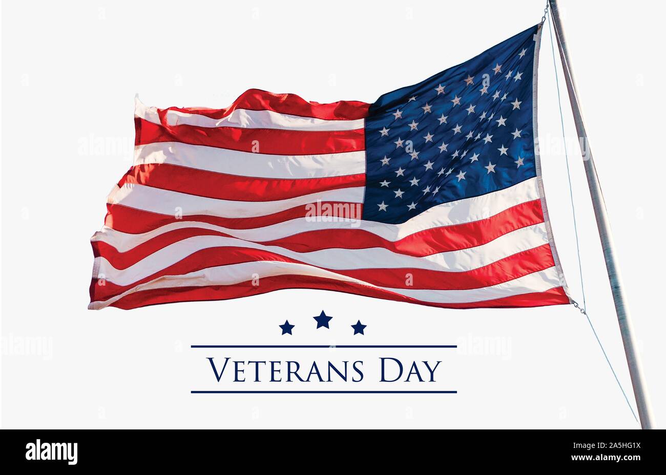 Veterani Day holiday Banner con bandiera americana e stelle sullo sfondo. Illustrazione Vettoriale