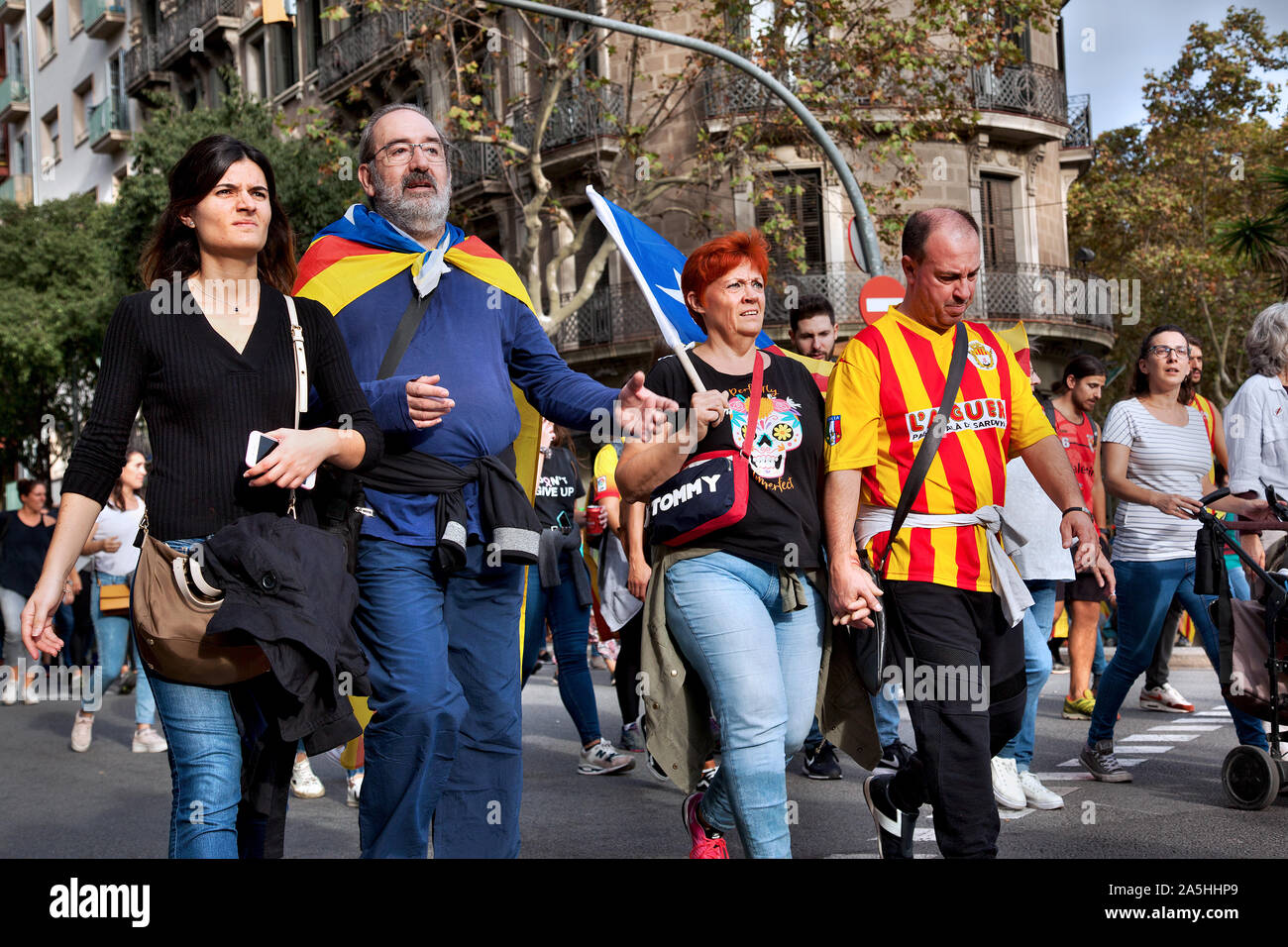 Indipendenza Catalana Marzo, Ottobre 19 2019, Barcellona. Foto Stock