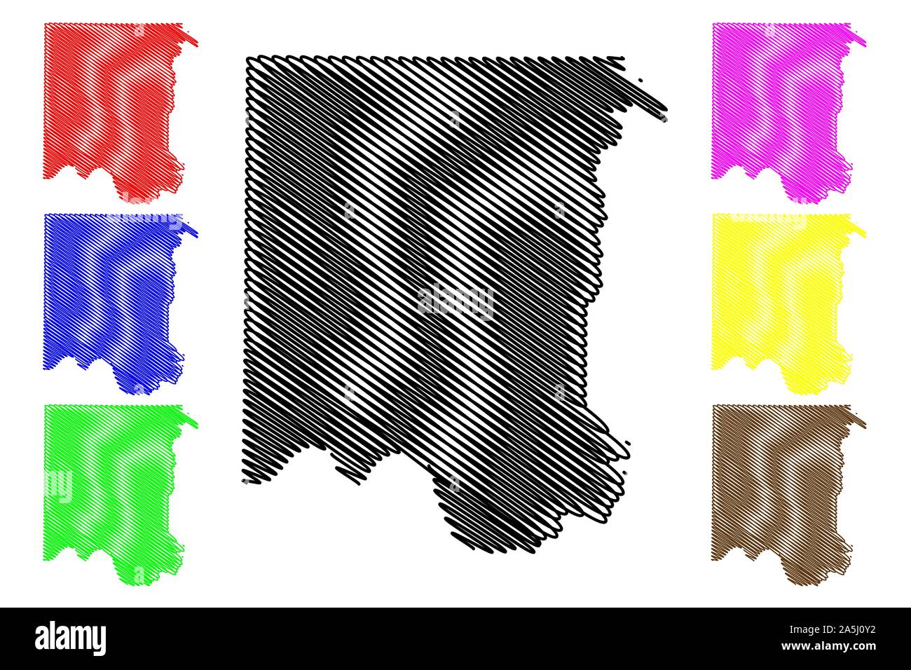 Madison County, Alabama (contee in Alabama, Stati Uniti d'America,USA, Stati Uniti, US) mappa illustrazione vettoriale, scribble schizzo Madison mappa Illustrazione Vettoriale