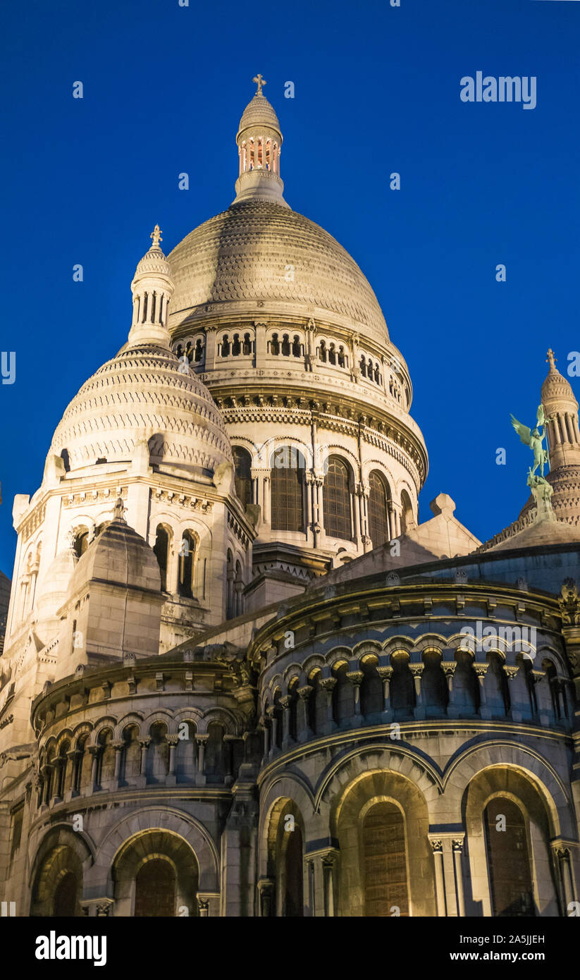 Il Sacre Coeur basilica di notte Foto Stock