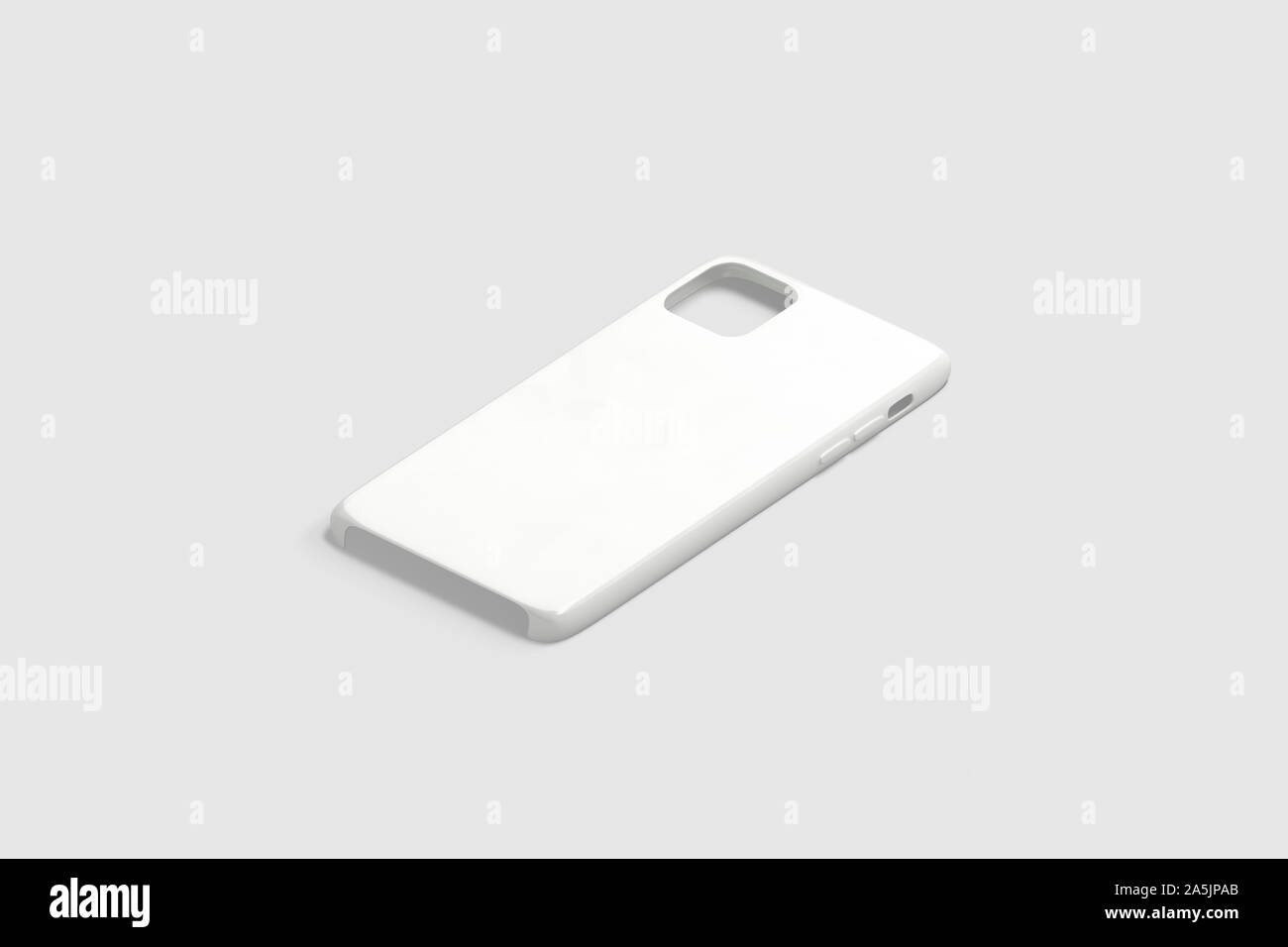Mockup bianco della custodia del telefono, isolato su grigio Foto Stock