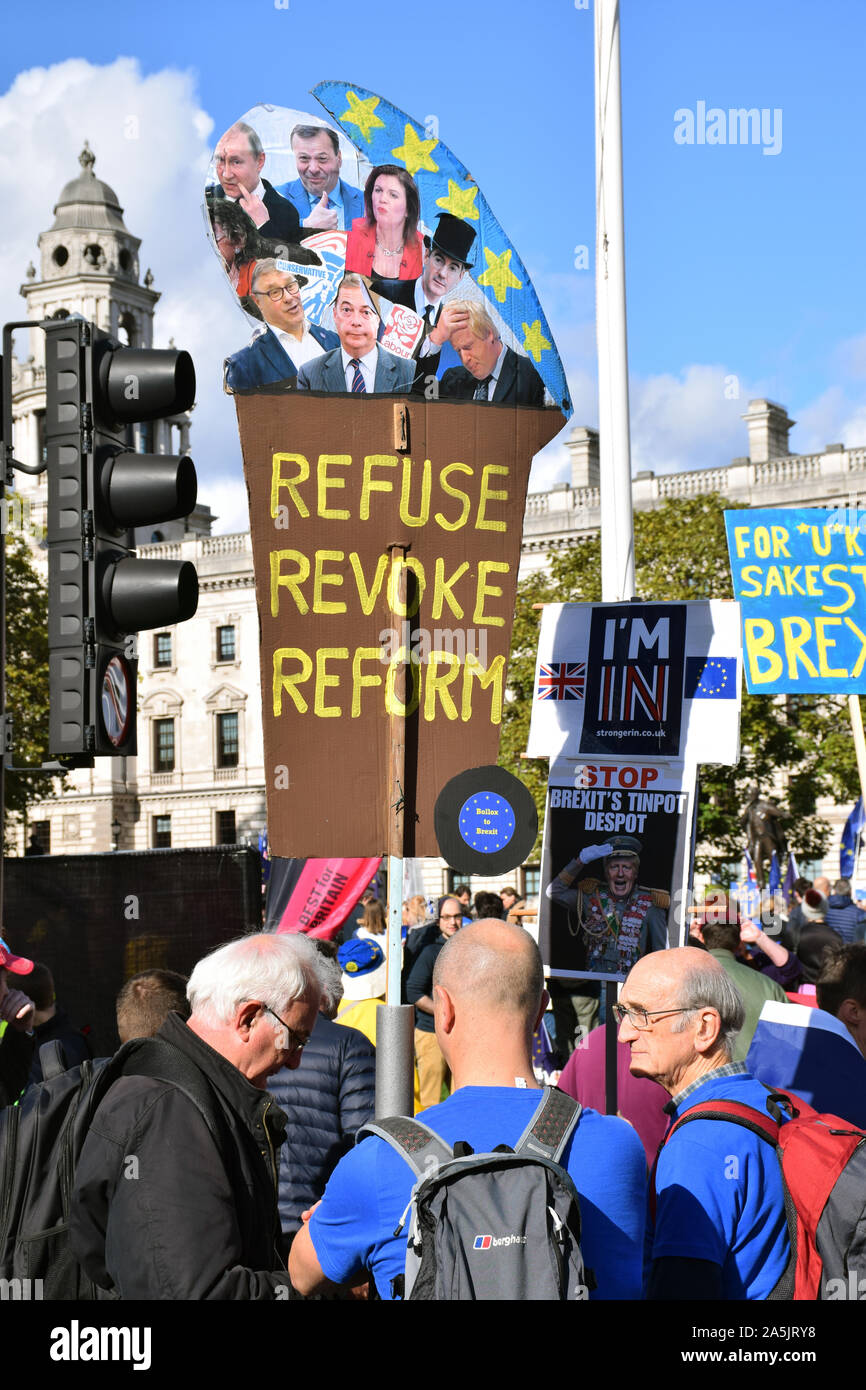 Brexit voto popolare marzo, Londra 19 ottobre 2019 REGNO UNITO Foto Stock