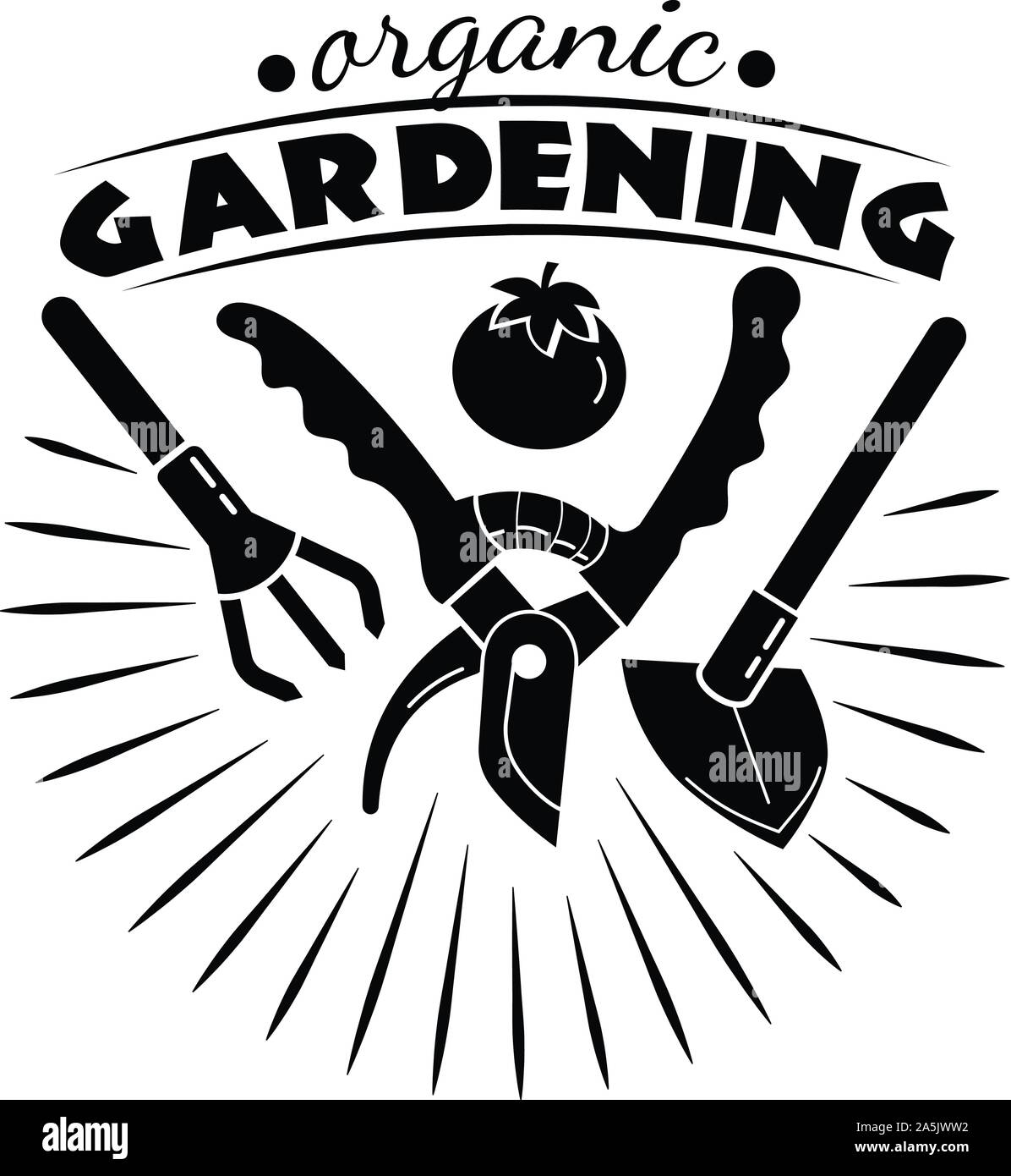 Giardinaggio organico logo, stile semplice Illustrazione Vettoriale