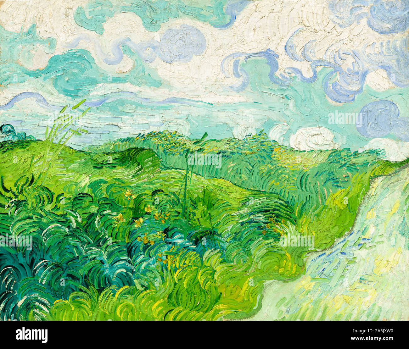 Vincent van Gogh, verdi campi di grano, Auvers, la pittura di paesaggio, 1890 Foto Stock