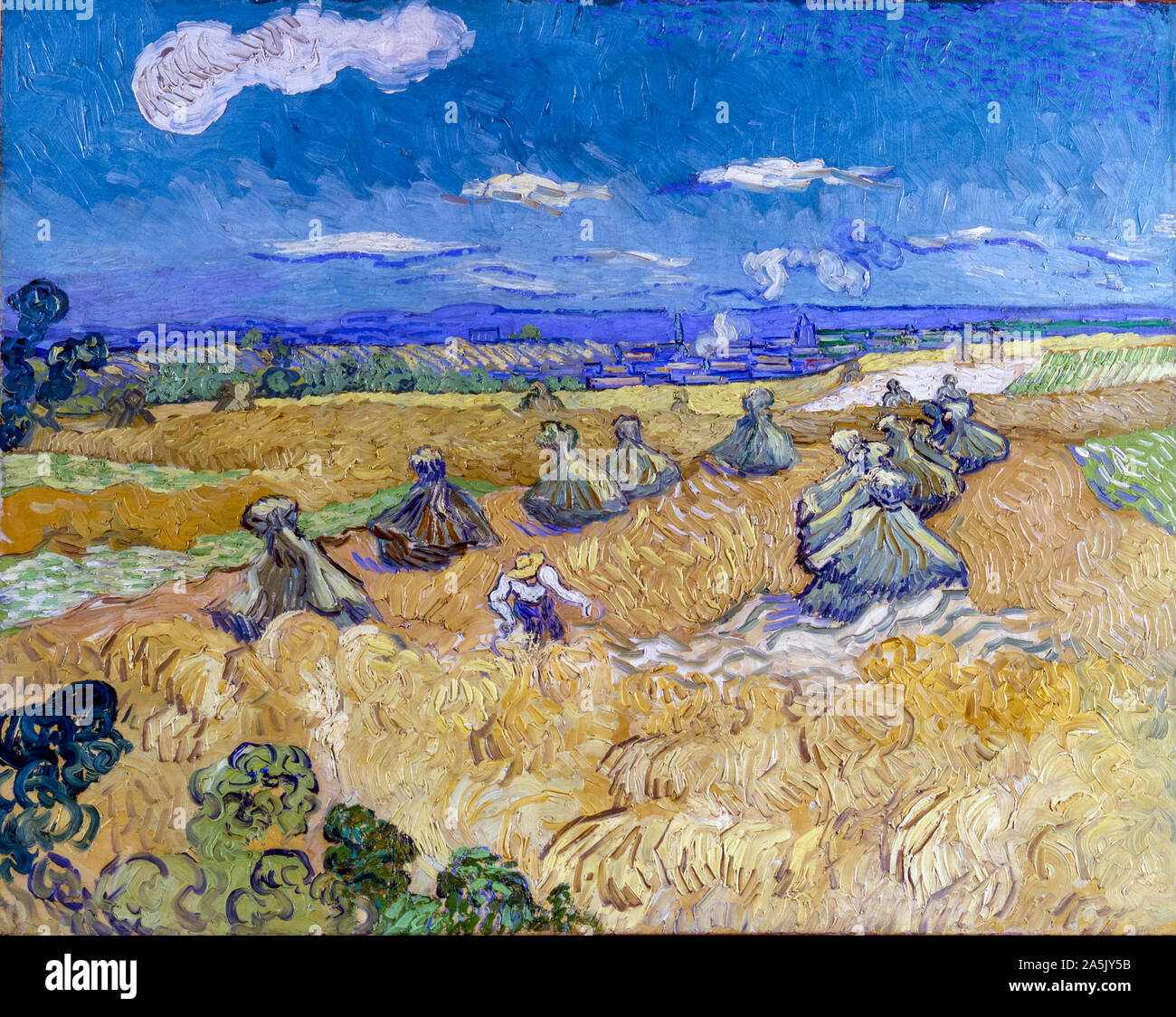 Vincent van Gogh, la pittura di paesaggio, campi di grano con Reaper, Auvers, 1888 Foto Stock