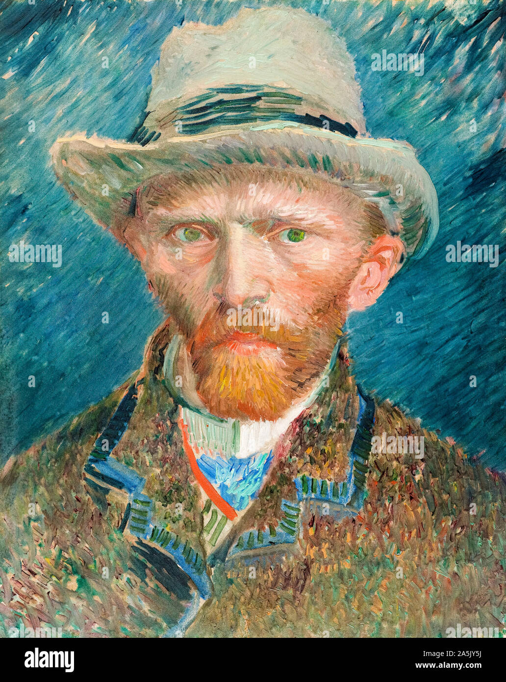 Vincent van Gogh, pittura, Autoritratto con cappello in feltro grigio, 1886-1887 Foto Stock