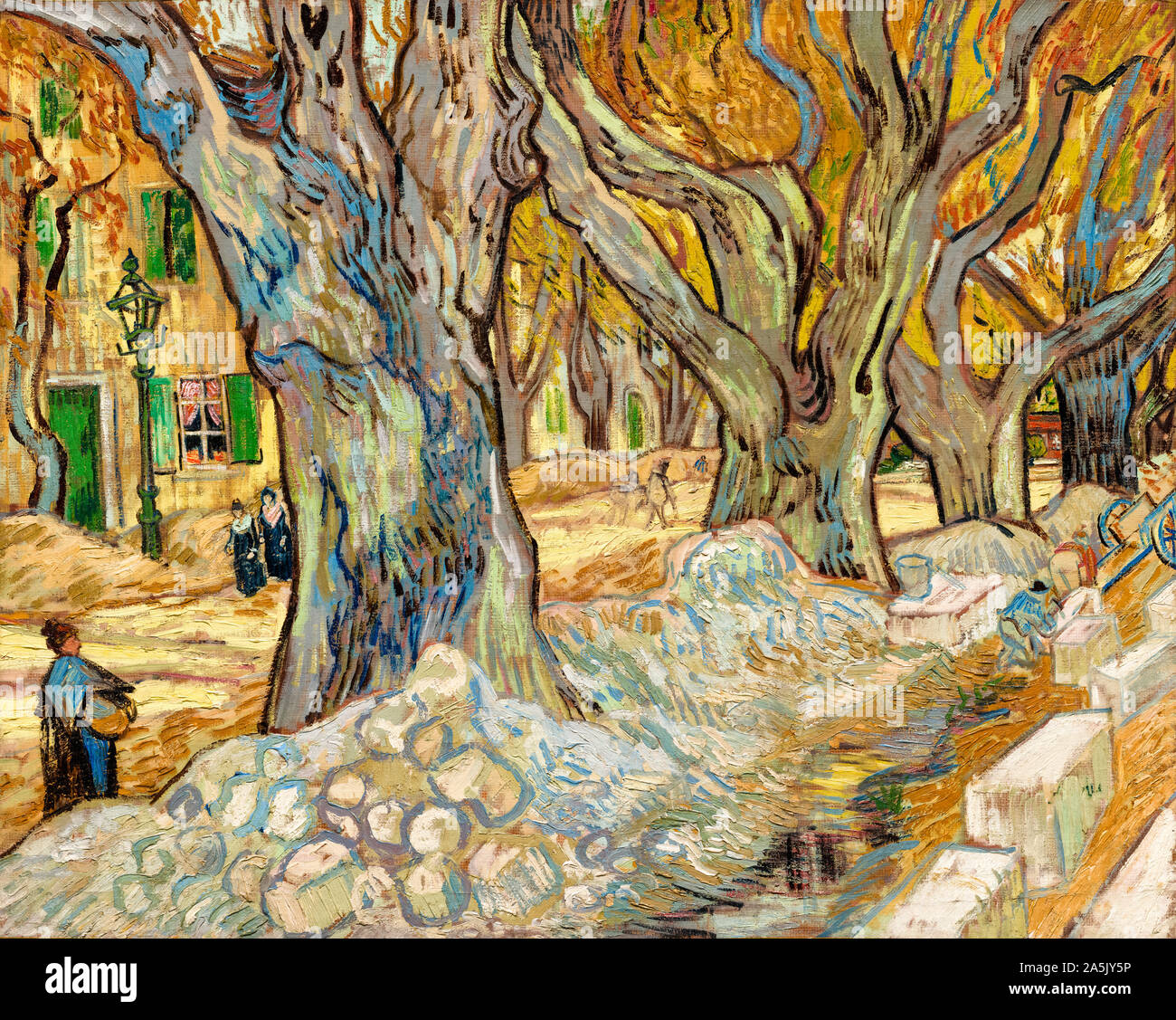 Vincent van Gogh, pittura, i grandi alberi di platano, (Road Menders a Saint-Rémy), 1889 Foto Stock