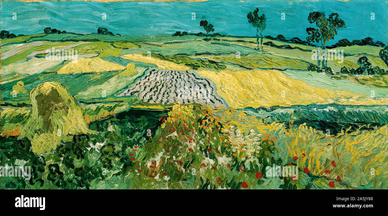 Vincent van Gogh, la pianura di Auvers, campi di grano vicino a Auvers, la pittura di paesaggio, 1890 Foto Stock