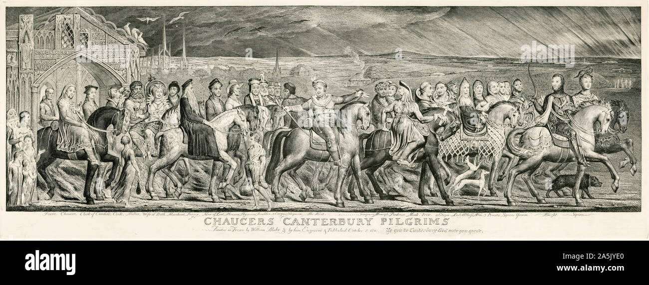 William Blake, i pellegrini di Canterbury, incisione, circa 1810-1823 Foto Stock