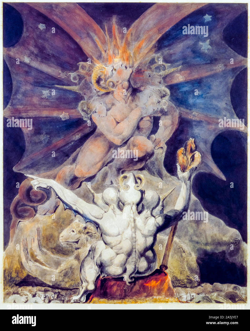 William Blake, il numero della bestia è 666, acquerello pittura, 1805 Foto Stock