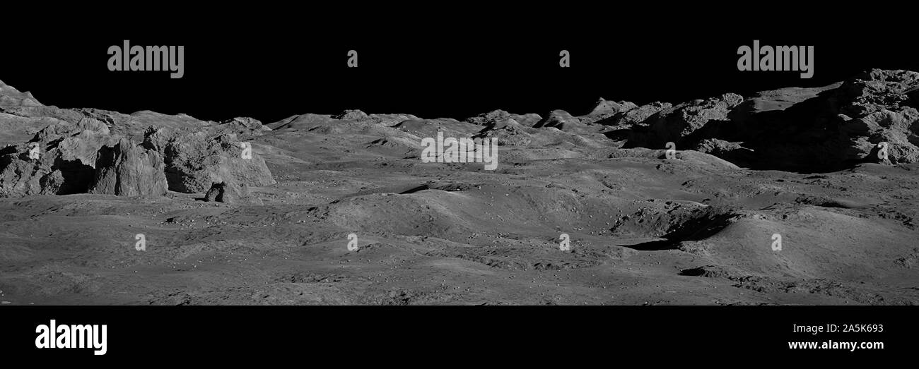 La superficie della luna, paesaggio lunare Foto Stock