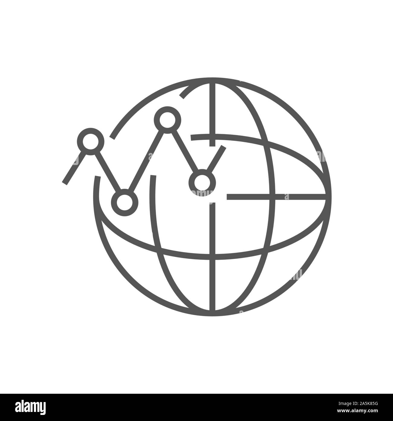 Immagine di un pianeta con un icona di indice. Vettore di linea icona. EPS 10 Illustrazione Vettoriale