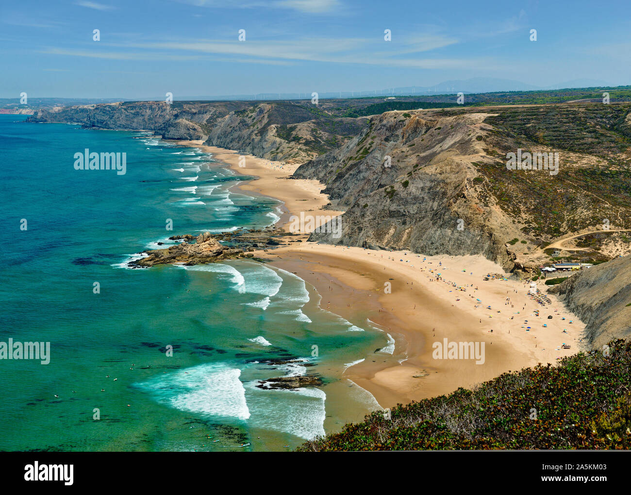 Vista dalla Torre de Aspa lungo la Costa Vicentina coast Foto Stock