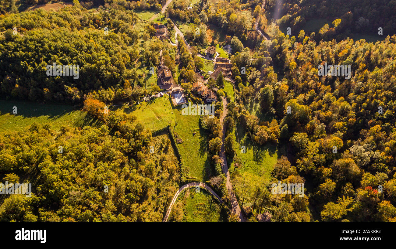 Vista aerea dei monti Sibillini in autunno Foto Stock