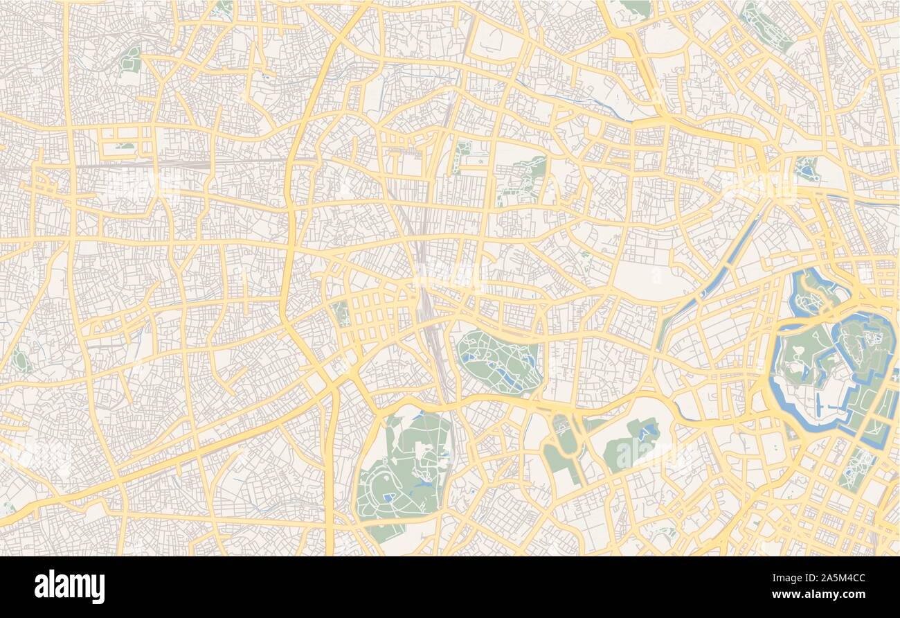 Versione stampabile cartina stradale di Shinjuku, Prefettura di Tokyo in Giappone. Mappa modello per uso aziendale. Illustrazione Vettoriale