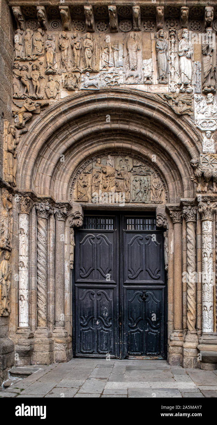 Dettagli architettonici in Santiago de Compostela, Galizia, Spagna settentrionale Foto Stock