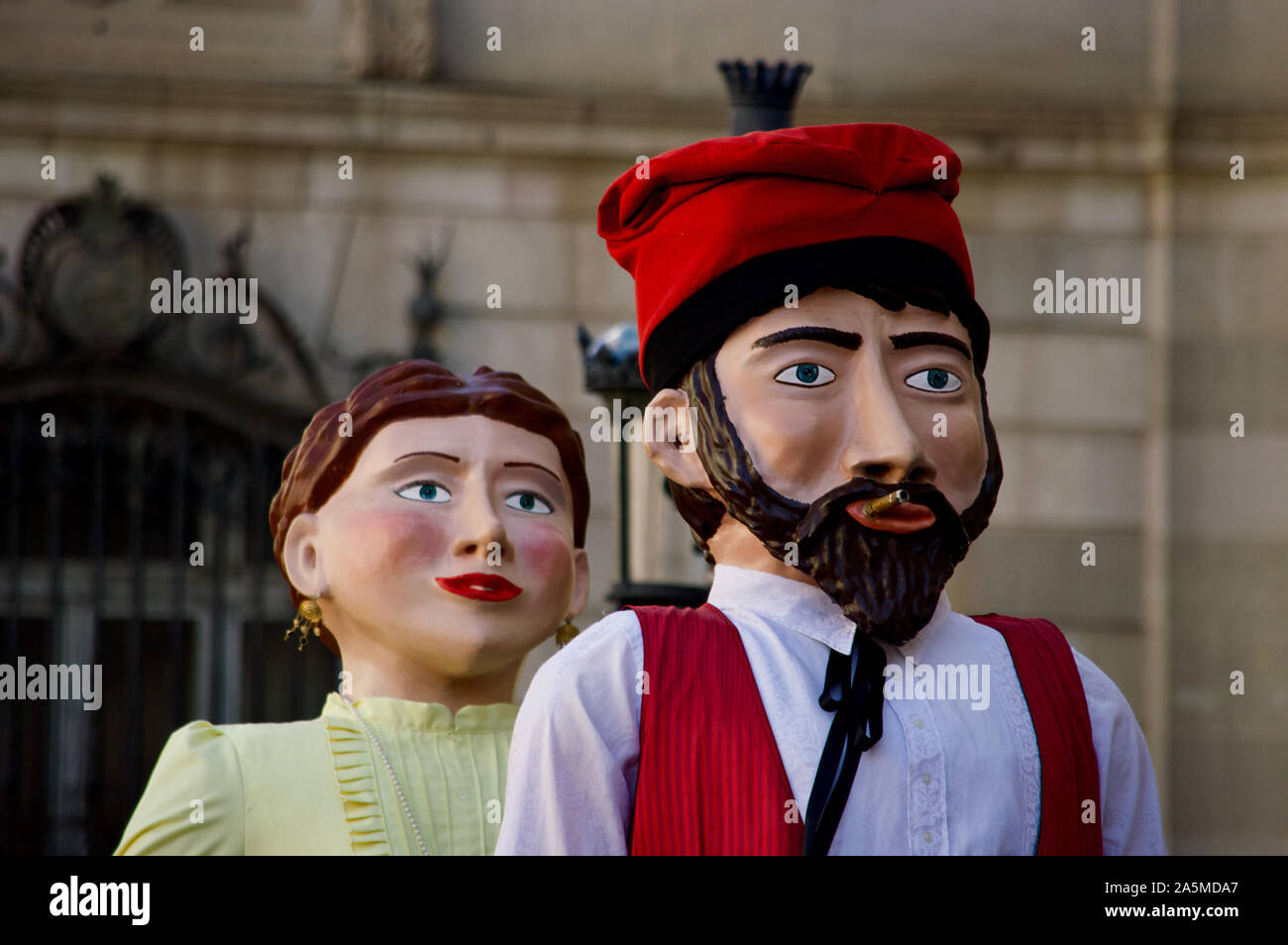 La Parata dei giganti durante la Merce Festival 2019 a Placa de Sant Jaume a Barcellona, Spagna Foto Stock