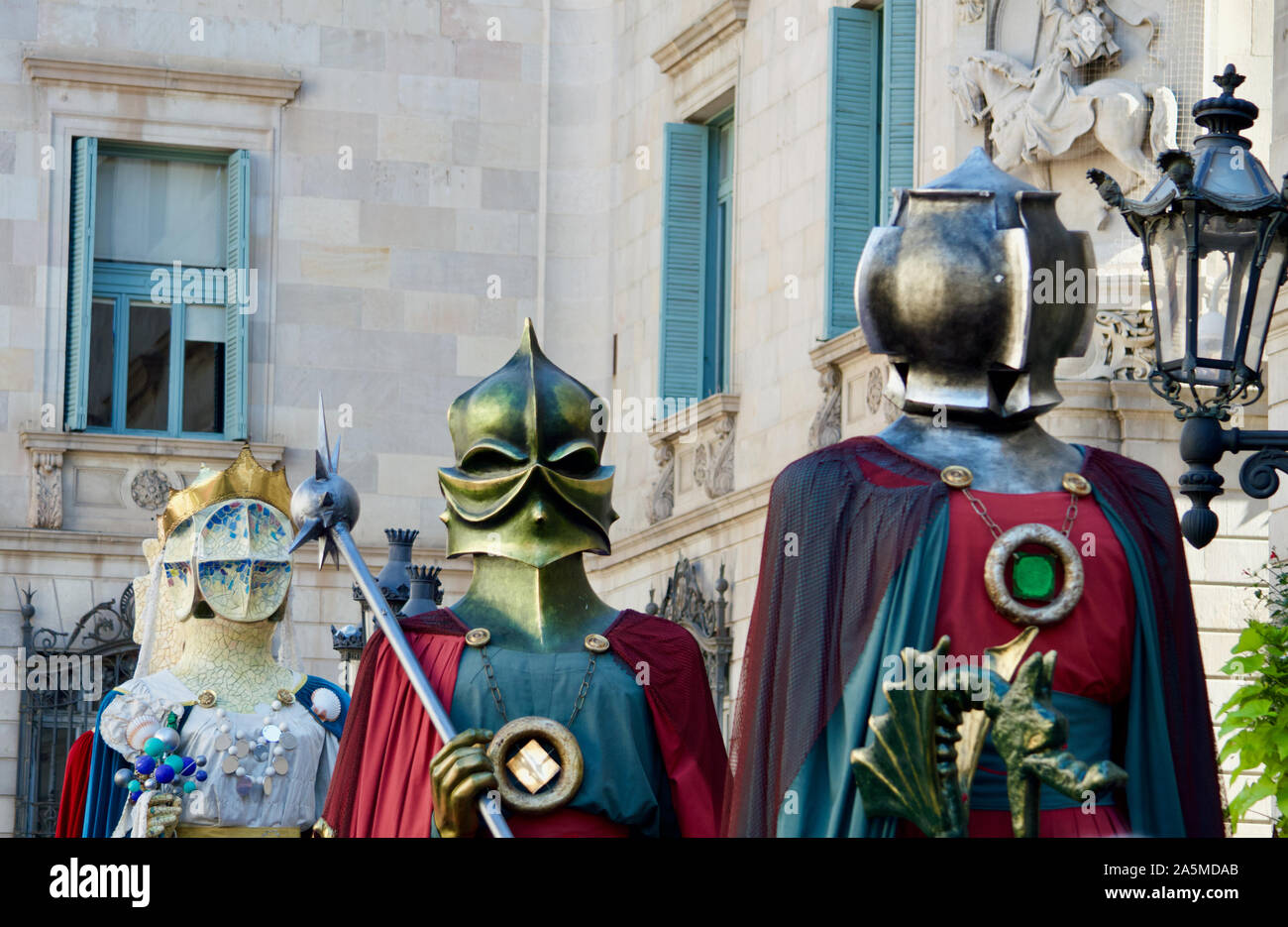 La Parata dei giganti durante la Merce Festival 2019 a Placa de Sant Jaume a Barcellona, Spagna Foto Stock