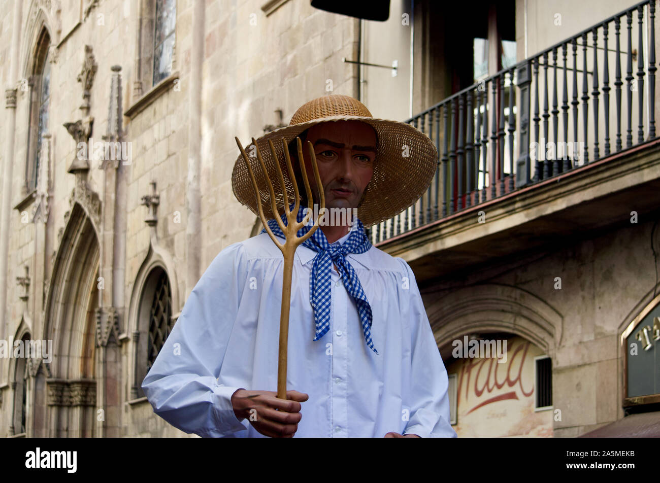 La Parata dei giganti durante la Merce Festival 2019 a Placa de Sant Jaume a Barcellona, Spagna Foto Stock