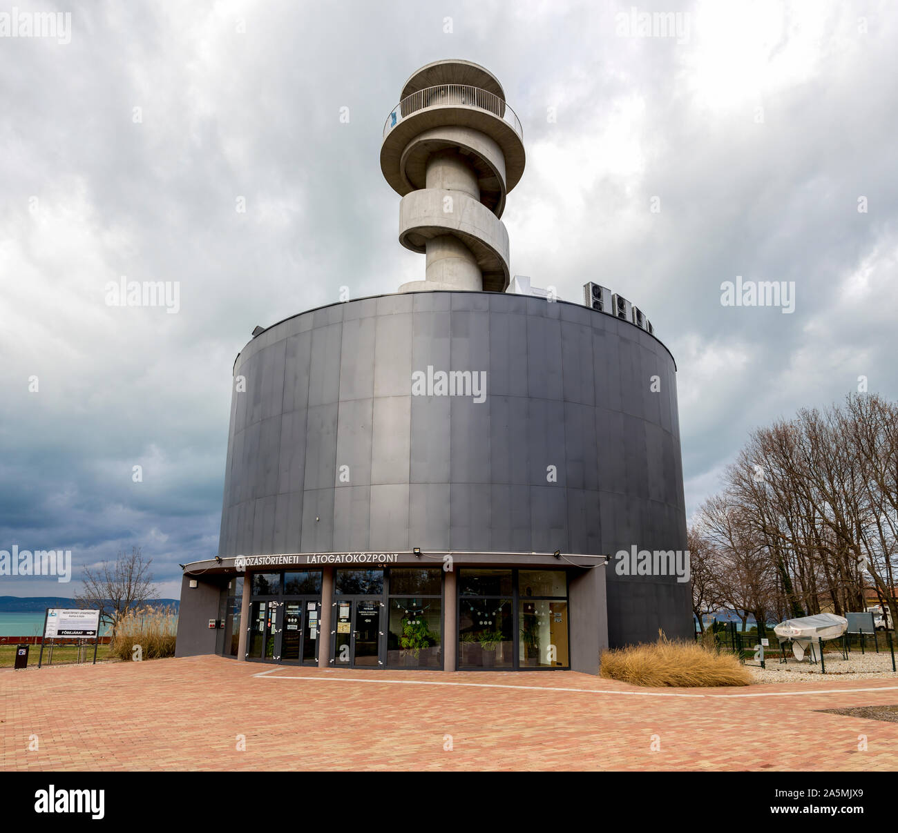 La cronologia di navigazione Visitor Center vicino al lago di Balaton, Balatonfoldvar, Ungheria Foto Stock