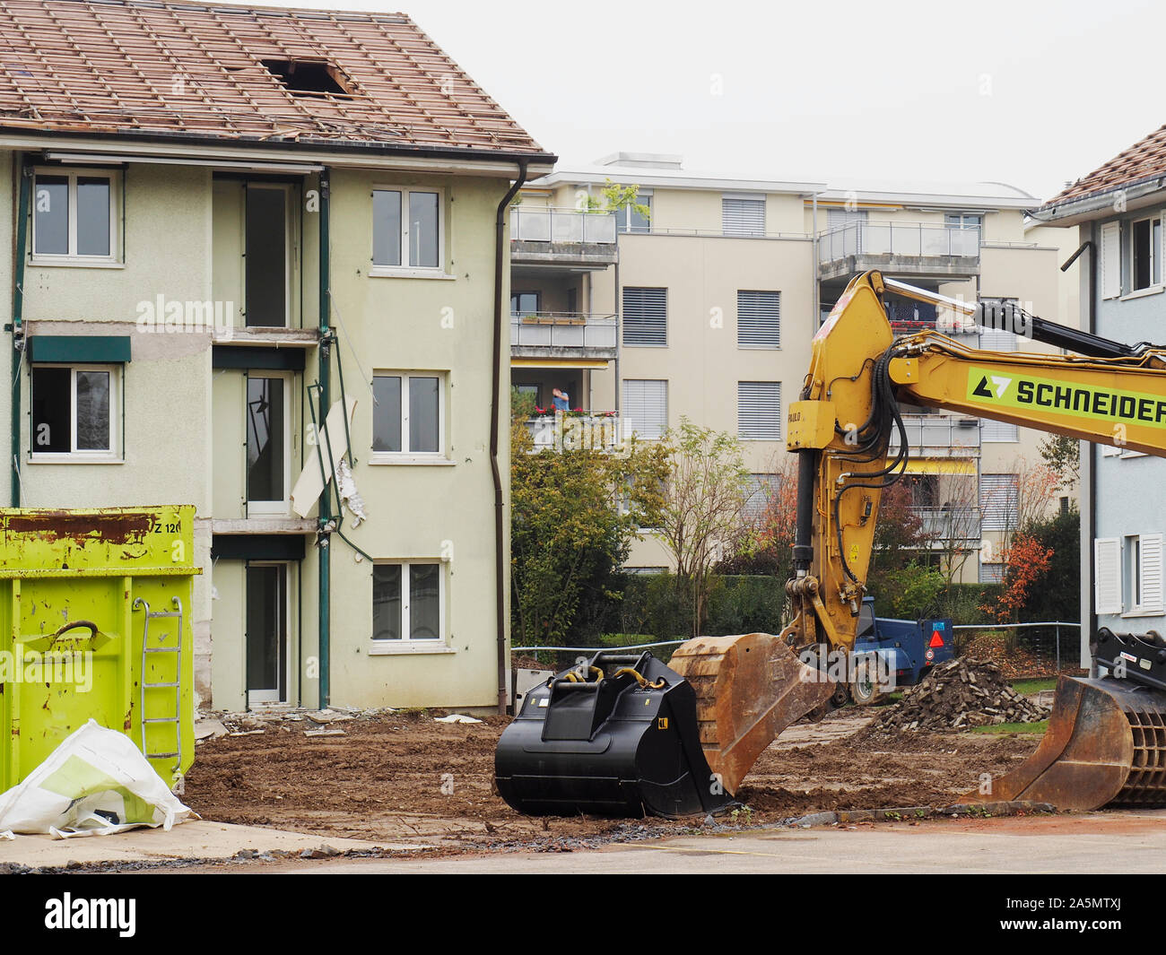 Abbruch einer Siedlung (7 Häuser) in Regensdorf ZH Foto Stock