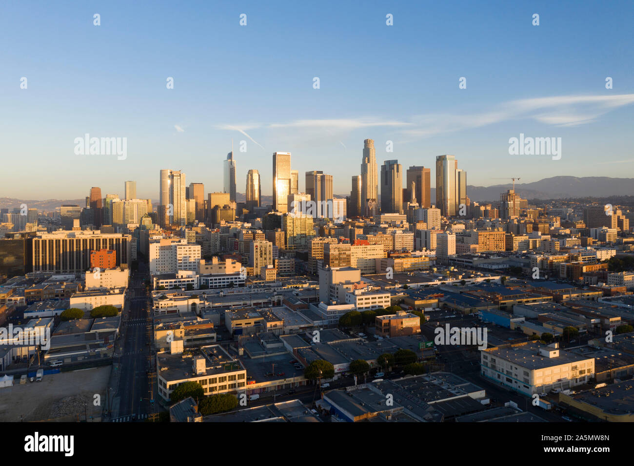 Vista aerea del centro cittadino di Los Angeles skyline Foto Stock