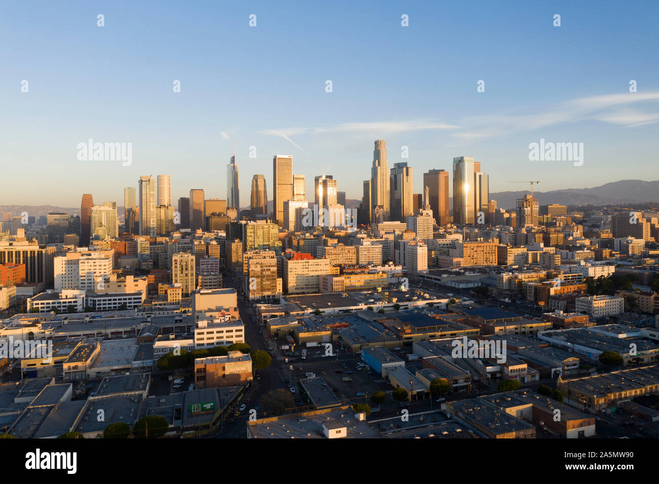 Vista aerea del centro cittadino di Los Angeles skyline Foto Stock