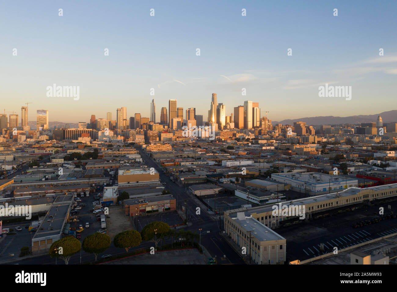 Vista aerea del centro cittadino di Los Angeles skyline Foto Stock