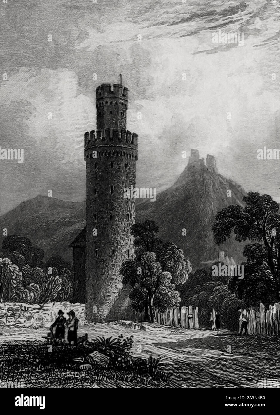 Torre a Oberwesel, Germania, circa 1832 Foto Stock