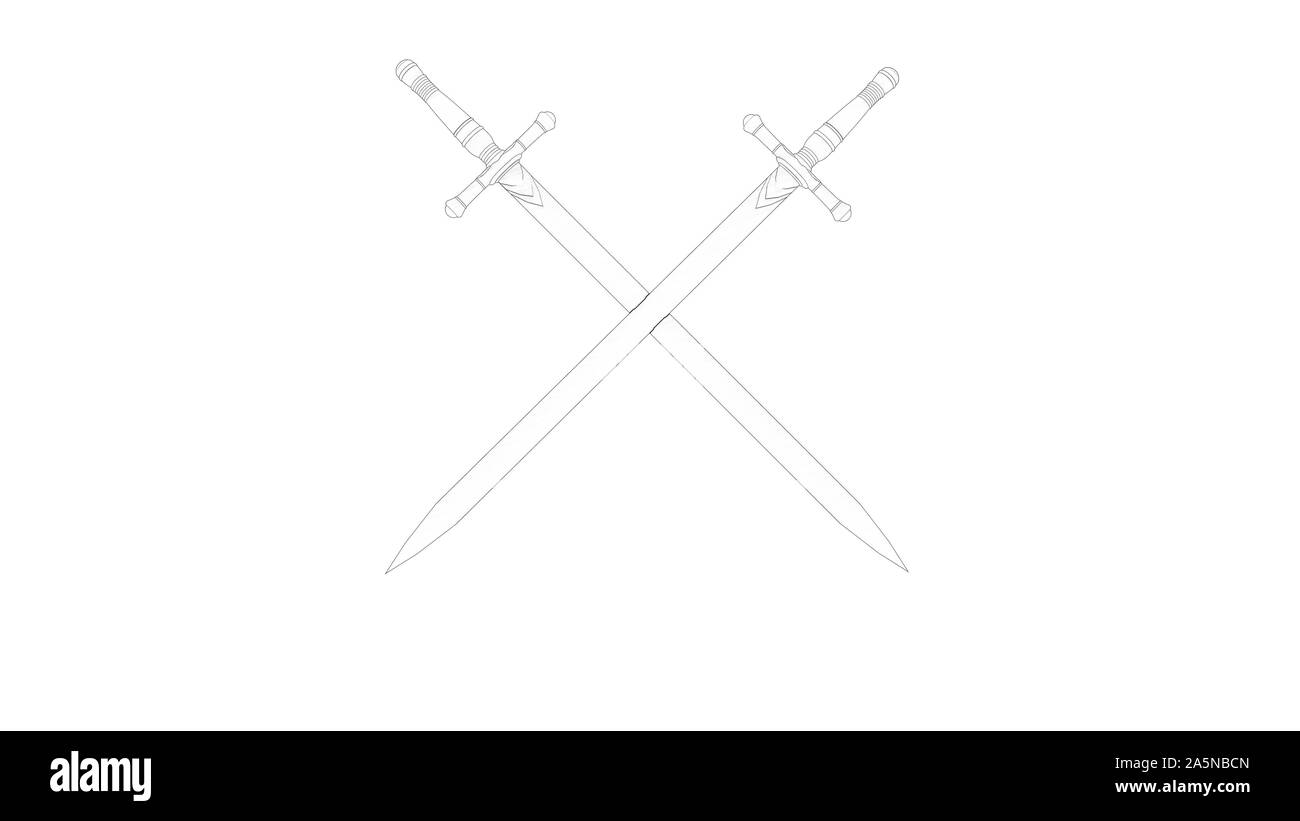 3D rendering di una antica spada isolati su sfondo bianco Foto Stock