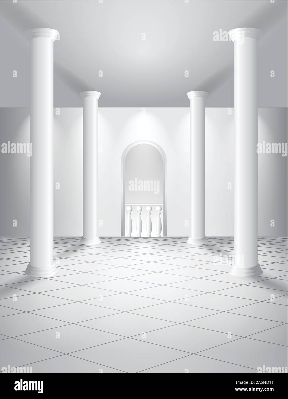 White hall con colonne Illustrazione Vettoriale