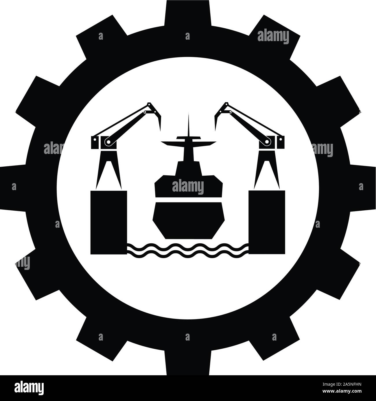 Industria cantieristica icona segno, la riparazione navale e costruzione di acciaio, simbolo del vettore Illustrazione Vettoriale