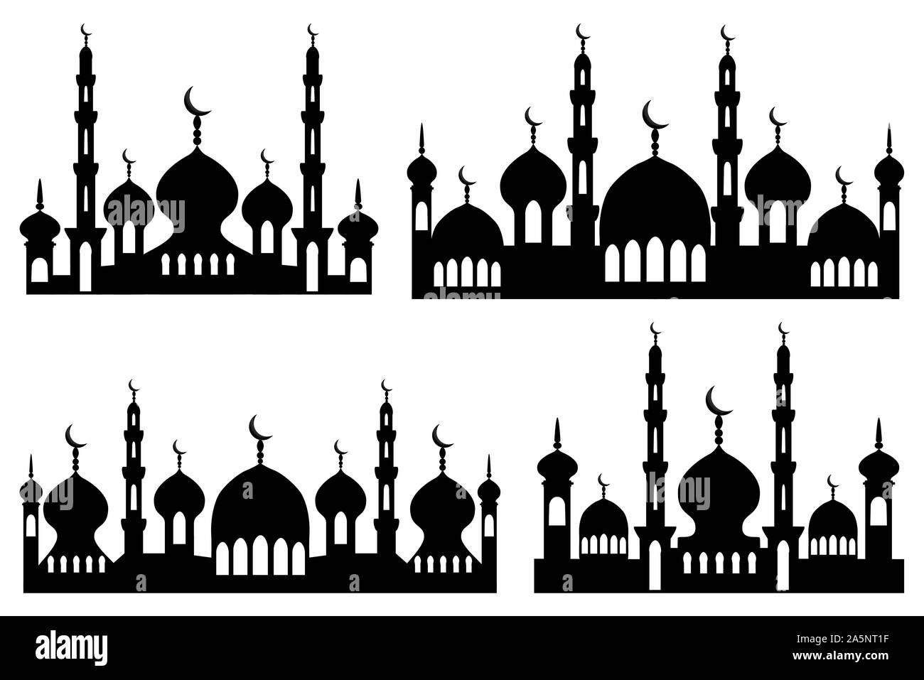 Illustrazione a tema diversi tipi moschee, Minareto di vacanza di celebrazione del Ramadan. Moschea disegno costituito da grandi impostare collezione religiosa minar Illustrazione Vettoriale