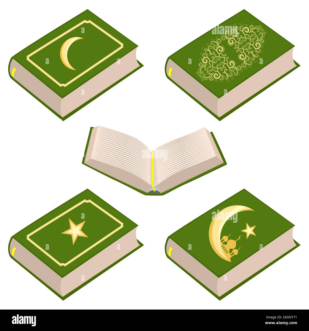 Illustrazione sul tema impostare diversi tipi di libri, preghiera alla celebrazione holiday Ramadan. Prenota disegno costituito da religiosi la preghiera del Ramadan di raccolta Illustrazione Vettoriale