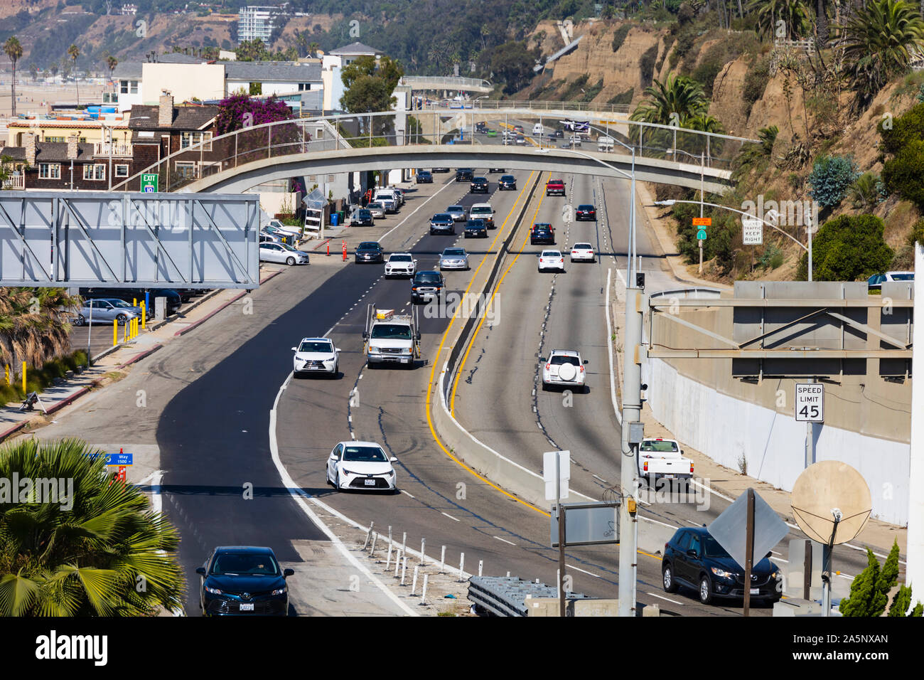 California highway 1 a Santa Monica, California, Stati Uniti d'America. Stati Uniti d'America. Ottobre 2019 Foto Stock