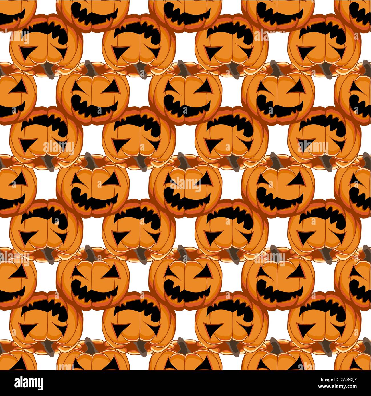 Illustrazione sul tema grande disegno colorato Halloween, seamless arancione zucca. Seamless disegno consistente di zucca raccolta, accessorio a Hallowee Illustrazione Vettoriale