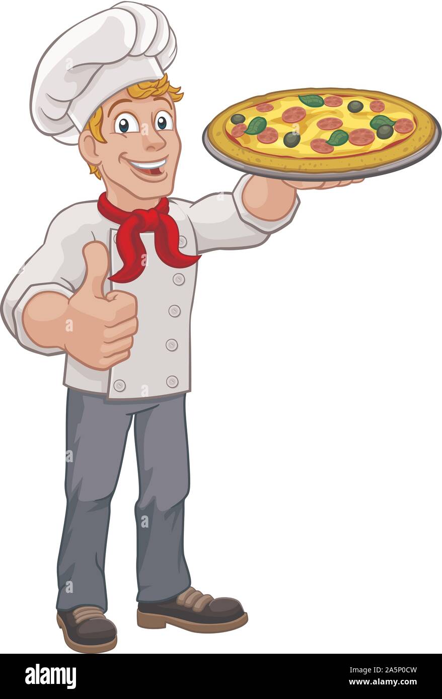 Pizza Chef Cartoon Illustrazione Vettoriale