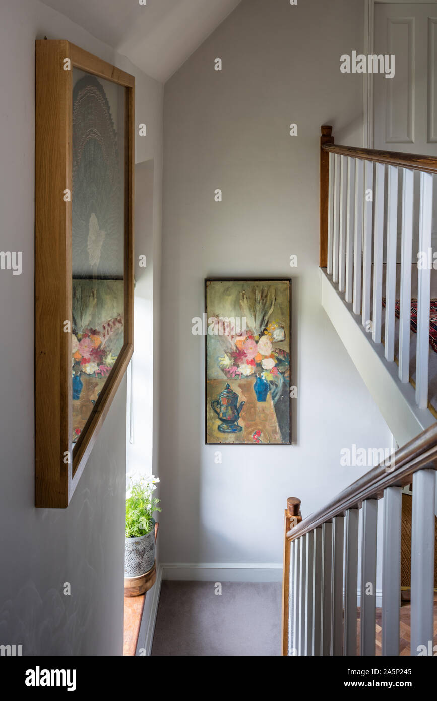 Illustrazione incorniciata sulla scala Foto Stock