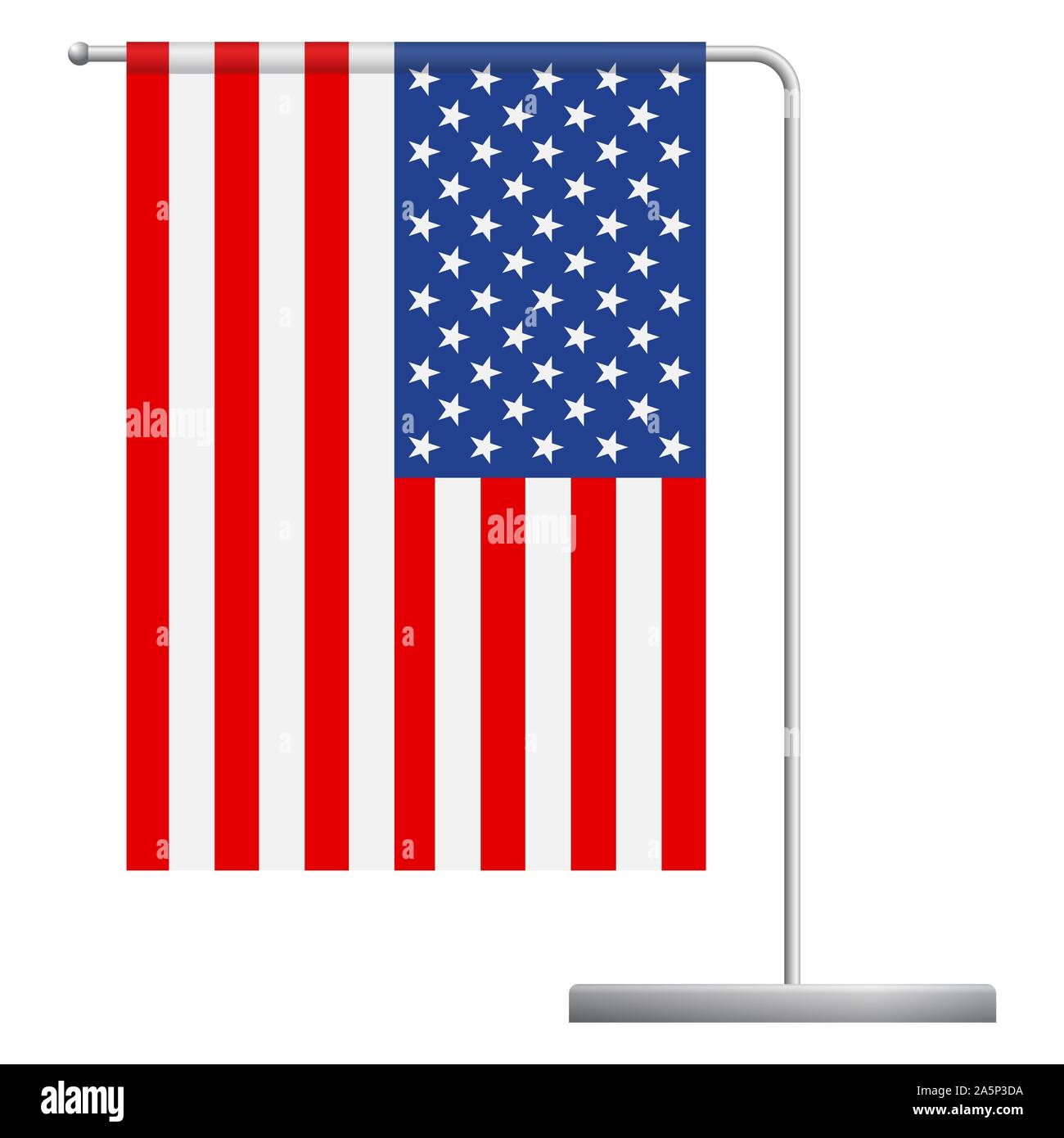Stati Uniti d'America tabella bandiera. Pennone di metallo. Bandiera nazionale degli Stati Uniti d'America illustrazione Foto Stock