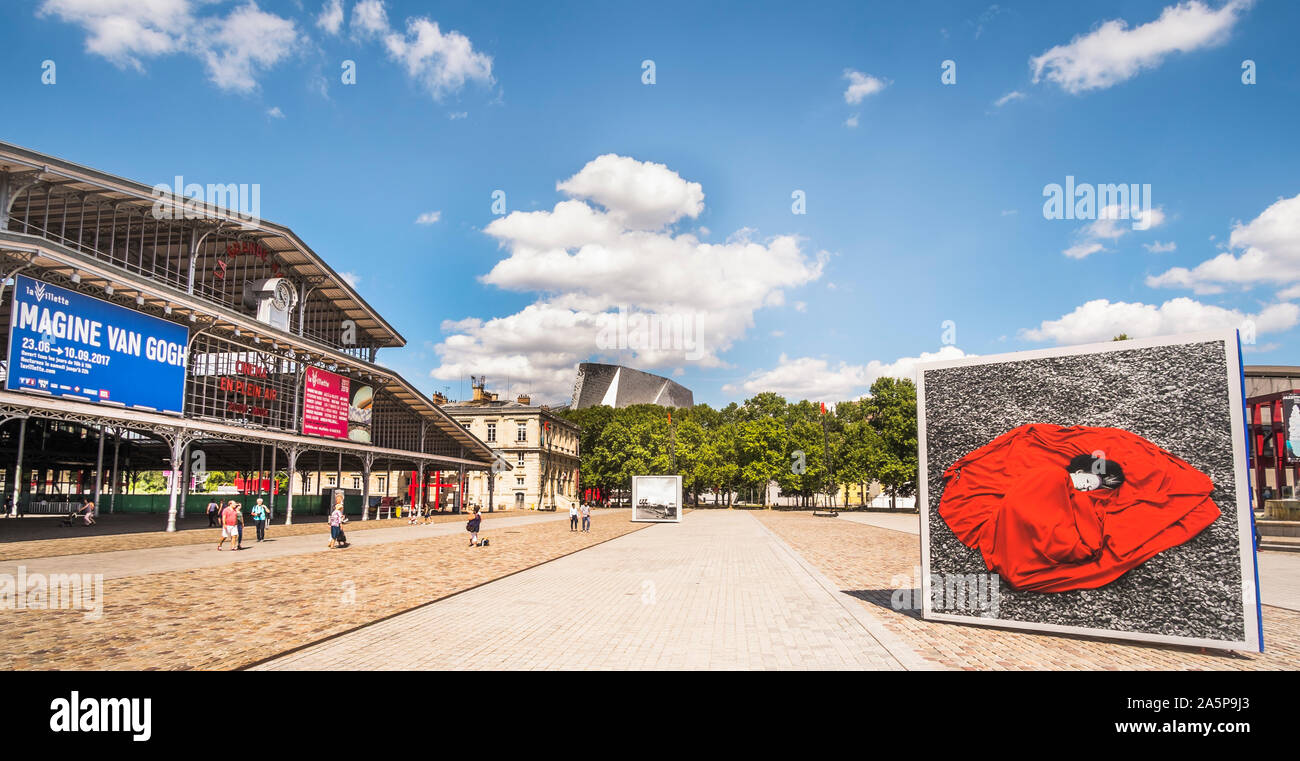 La grande halle, Parc de la villette Foto Stock