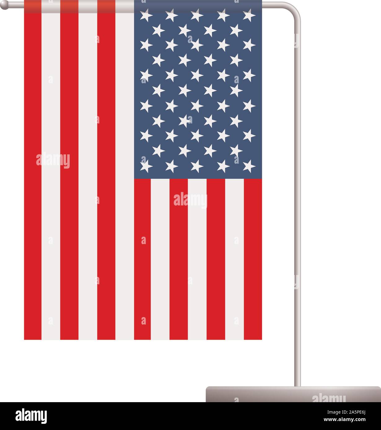 Stati Uniti d'America tabella bandiera. Pennone di metallo. Bandiera nazionale degli Stati Uniti d'America illustrazione vettoriale Illustrazione Vettoriale