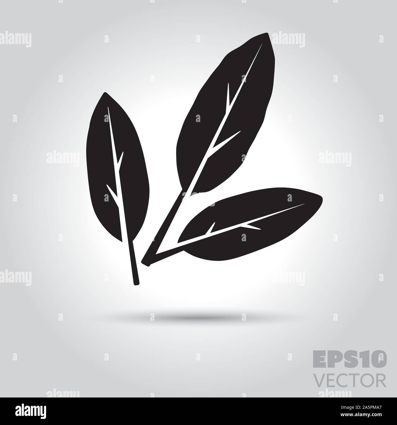 Essiccato l'alloro icona solido. Glifo simbolo di spezie. Ingrediente alimentare piatta illustrazione vettoriale. Illustrazione Vettoriale